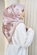 Rosy Brown tudung bawal print detail close up — Hana
