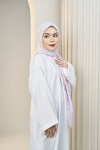 Thistle printed bawal tudung front view — Hana