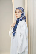 Fern printed bawal tudung side profile full length — Hana