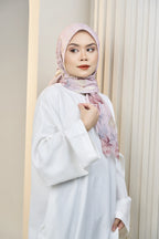 Dusty Pink tudung bawal side profile full length — Hana